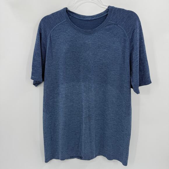 LULULEMON Mens Short Sleeve Technical Shirt Size L Blue Lightweight Athletic Top - Picture 1 of 7